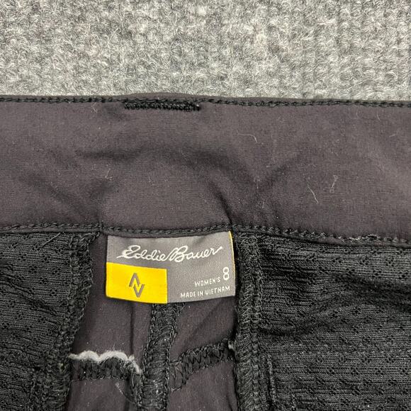 Eddie Bauer Pants Women 8 Black Nylon Stretch Mid-Rise Straight Leg Roll Tab Hem - Picture 6 of 16